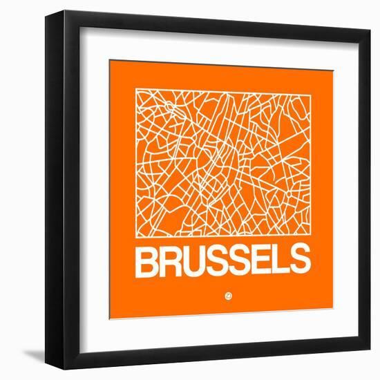 Orange Map of Brussels-NaxArt-Framed Art Print