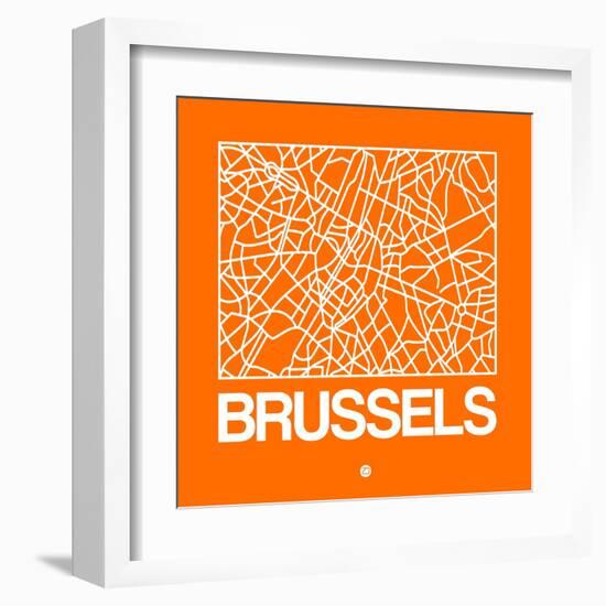 Orange Map of Brussels-NaxArt-Framed Art Print