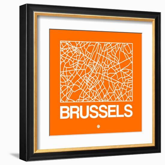 Orange Map of Brussels-NaxArt-Framed Art Print