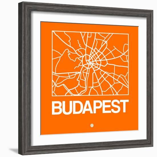 Orange Map of Budapest-NaxArt-Framed Premium Giclee Print