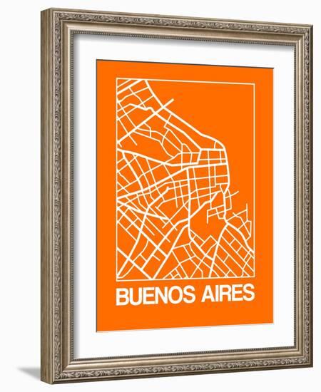 Orange Map of Buenos Aires-NaxArt-Framed Art Print