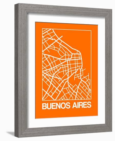 Orange Map of Buenos Aires-NaxArt-Framed Art Print