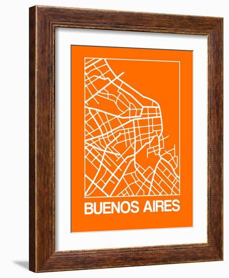 Orange Map of Buenos Aires-NaxArt-Framed Art Print