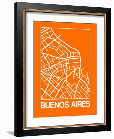 Orange Map of Buenos Aires-NaxArt-Framed Art Print