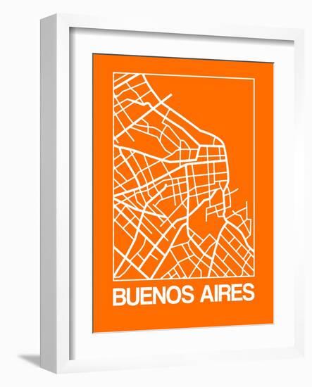 Orange Map of Buenos Aires-NaxArt-Framed Art Print