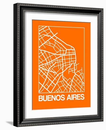 Orange Map of Buenos Aires-NaxArt-Framed Art Print