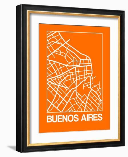 Orange Map of Buenos Aires-NaxArt-Framed Art Print