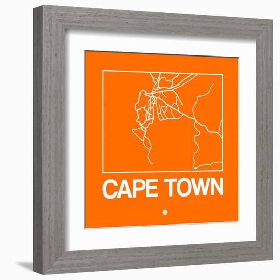 Orange Map of Cape Town-NaxArt-Framed Art Print