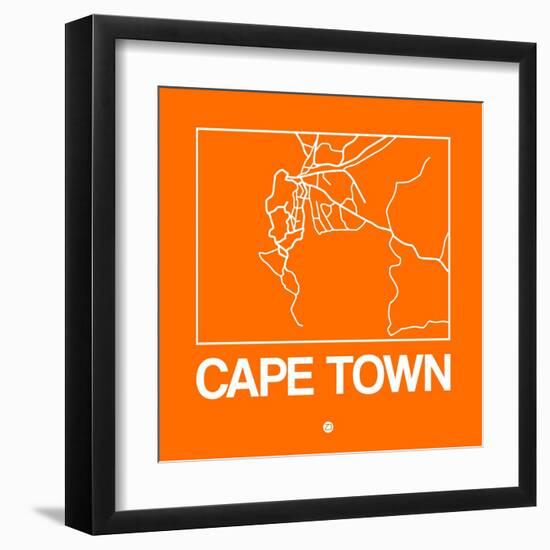 Orange Map of Cape Town-NaxArt-Framed Art Print