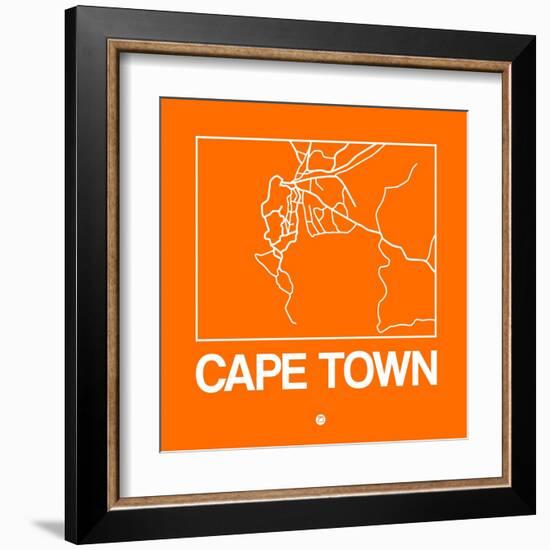 Orange Map of Cape Town-NaxArt-Framed Art Print