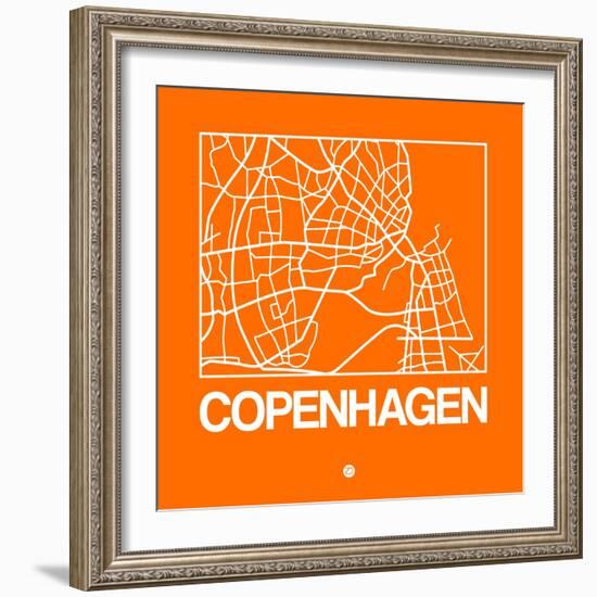 Orange Map of Copenhagen-NaxArt-Framed Art Print