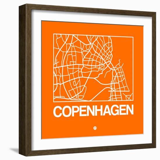 Orange Map of Copenhagen-NaxArt-Framed Art Print