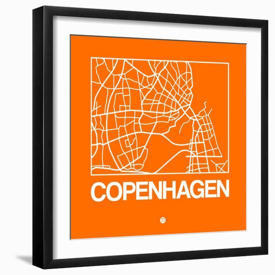 Orange Map of Copenhagen-NaxArt-Framed Art Print