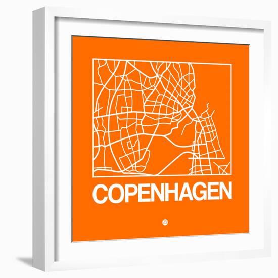 Orange Map of Copenhagen-NaxArt-Framed Art Print