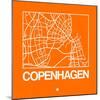 Orange Map of Copenhagen-NaxArt-Mounted Art Print