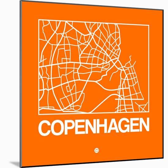 Orange Map of Copenhagen-NaxArt-Mounted Art Print