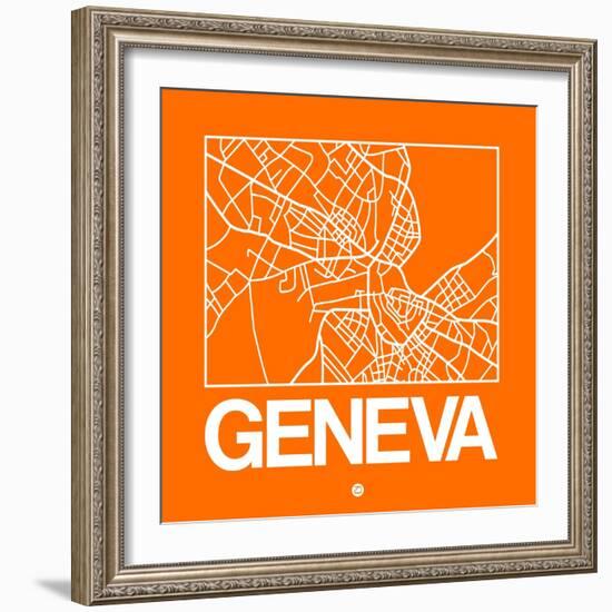 Orange Map of Geneva-NaxArt-Framed Art Print