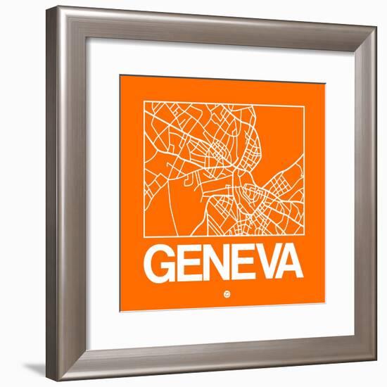 Orange Map of Geneva-NaxArt-Framed Premium Giclee Print