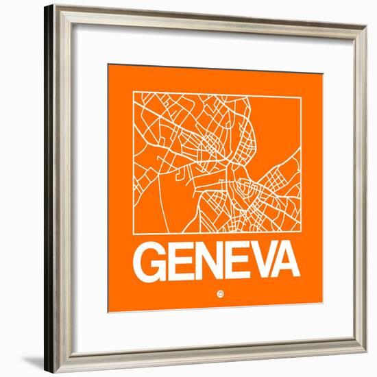 Orange Map of Geneva-NaxArt-Framed Premium Giclee Print