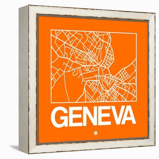 Orange Map of Geneva-NaxArt-Framed Stretched Canvas