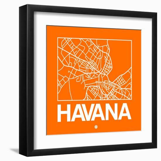 Orange Map of Havana-NaxArt-Framed Art Print