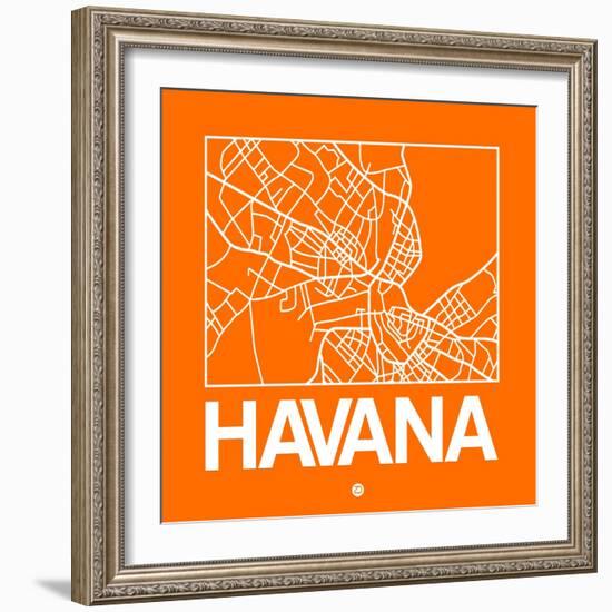 Orange Map of Havana-NaxArt-Framed Art Print