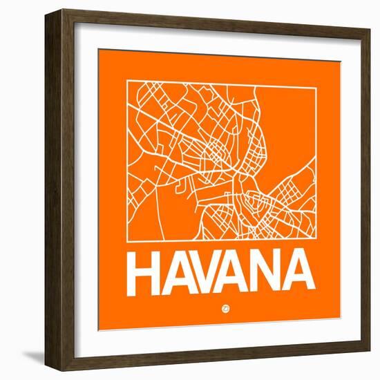 Orange Map of Havana-NaxArt-Framed Art Print