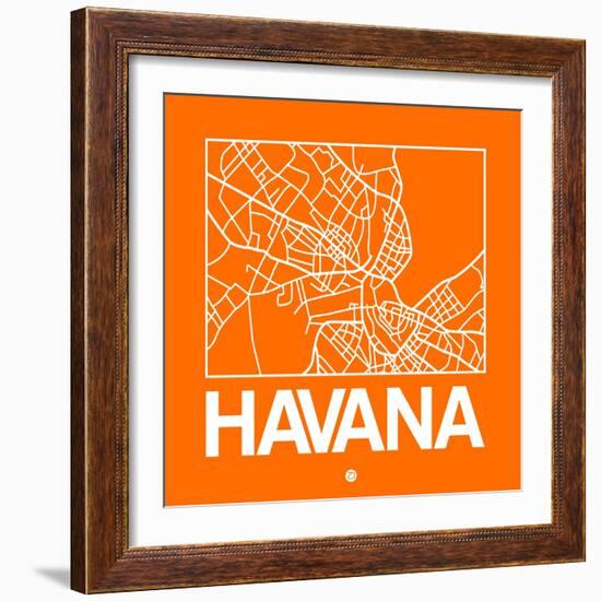 Orange Map of Havana-NaxArt-Framed Art Print