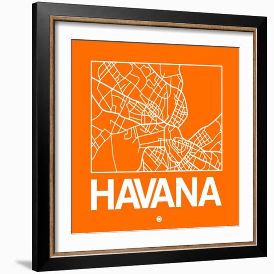 Orange Map of Havana-NaxArt-Framed Art Print