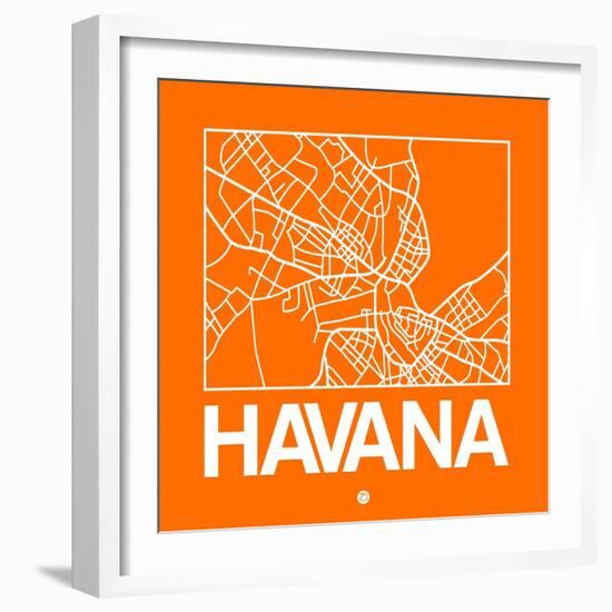 Orange Map of Havana-NaxArt-Framed Art Print