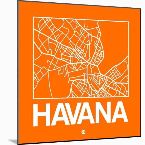 Orange Map of Havana-NaxArt-Mounted Art Print