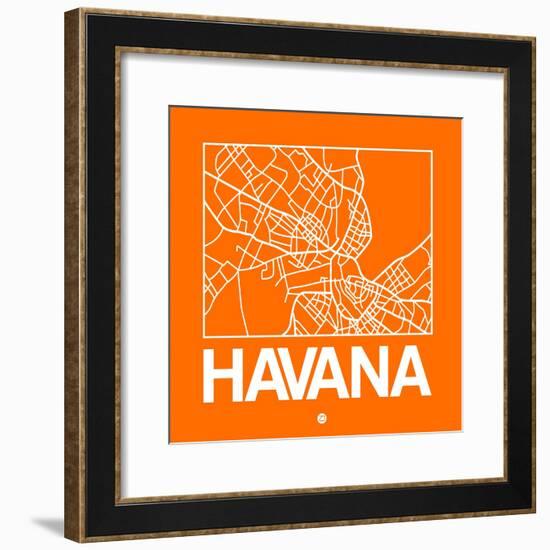 Orange Map of Havana-NaxArt-Framed Premium Giclee Print