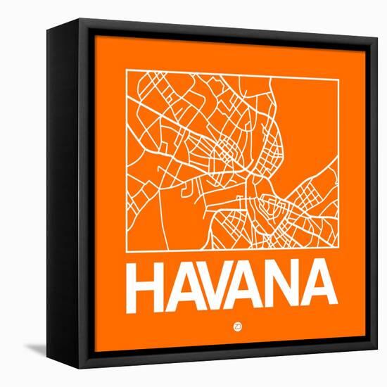 Orange Map of Havana-NaxArt-Framed Stretched Canvas
