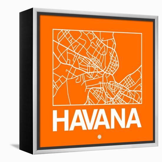 Orange Map of Havana-NaxArt-Framed Stretched Canvas