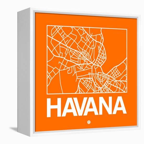 Orange Map of Havana-NaxArt-Framed Stretched Canvas