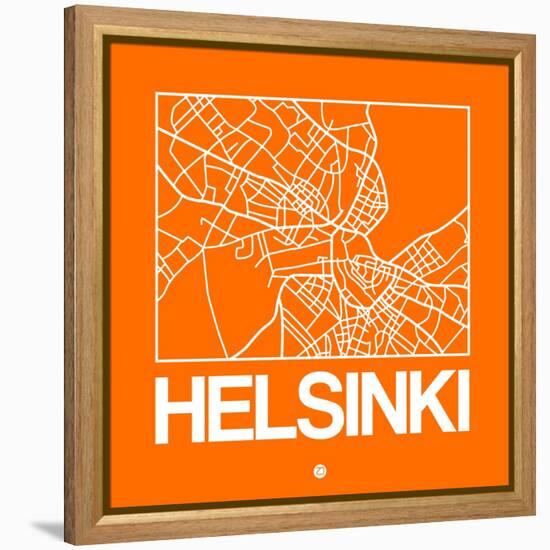 Orange Map of Helsinki-NaxArt-Framed Stretched Canvas