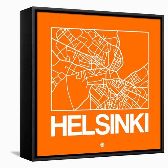 Orange Map of Helsinki-NaxArt-Framed Stretched Canvas