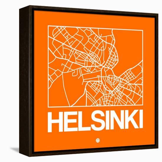 Orange Map of Helsinki-NaxArt-Framed Stretched Canvas