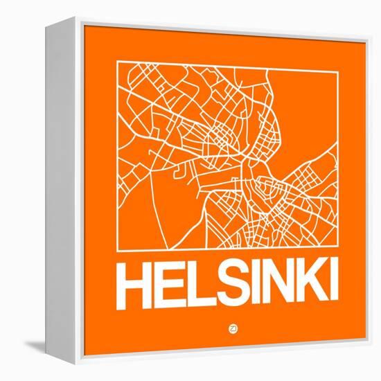 Orange Map of Helsinki-NaxArt-Framed Stretched Canvas