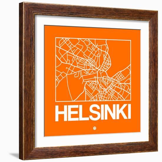 Orange Map of Helsinki-NaxArt-Framed Premium Giclee Print