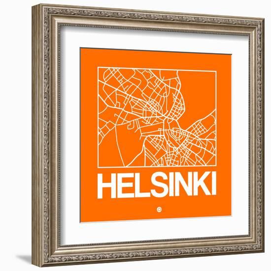 Orange Map of Helsinki-NaxArt-Framed Art Print