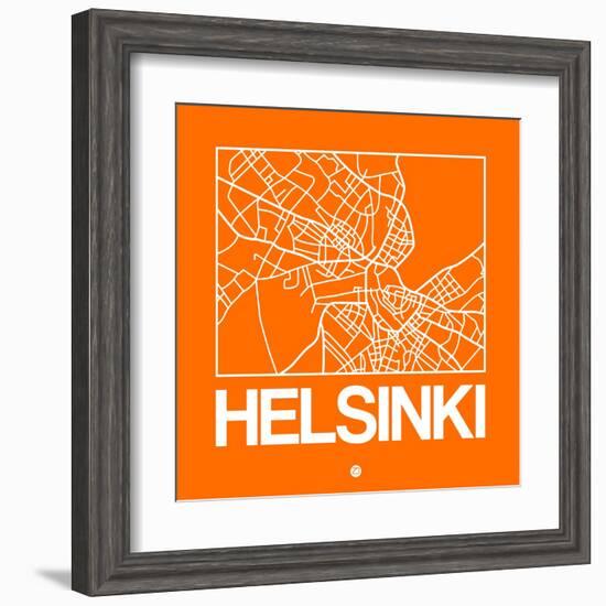 Orange Map of Helsinki-NaxArt-Framed Art Print