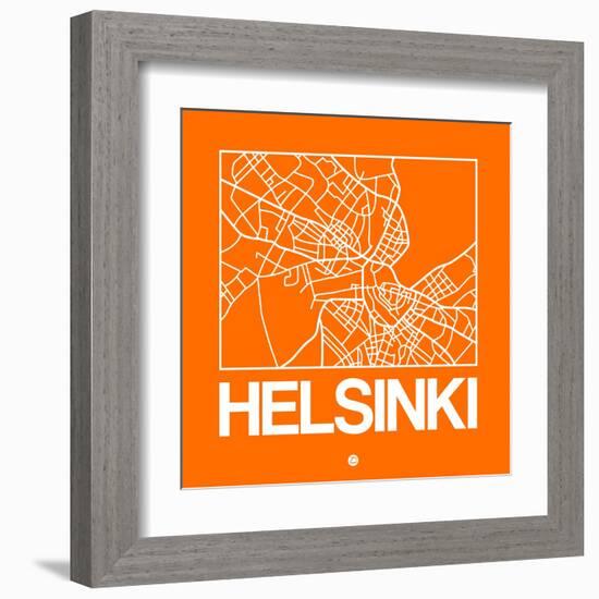 Orange Map of Helsinki-NaxArt-Framed Art Print