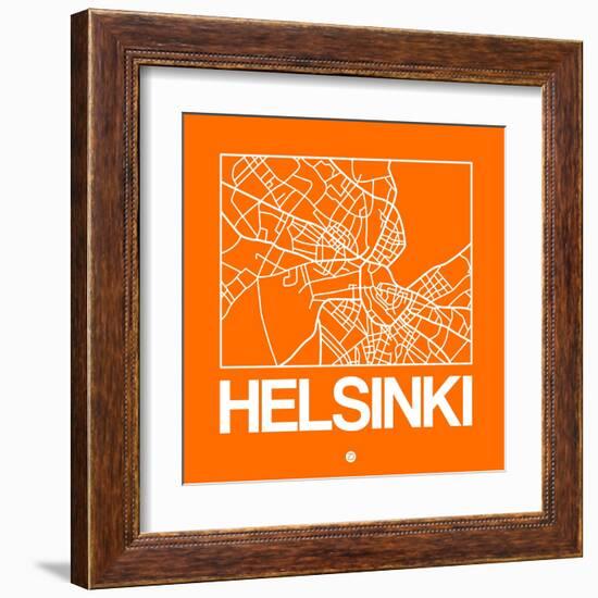 Orange Map of Helsinki-NaxArt-Framed Art Print