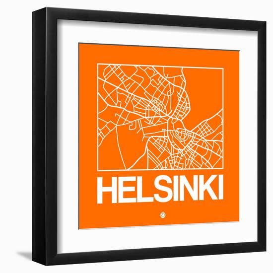 Orange Map of Helsinki-NaxArt-Framed Art Print