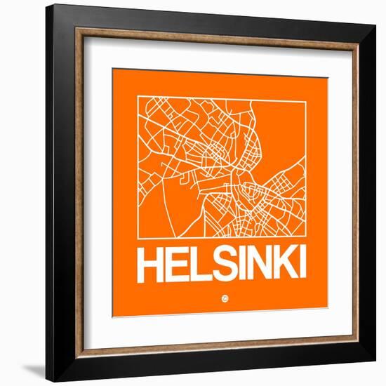 Orange Map of Helsinki-NaxArt-Framed Art Print