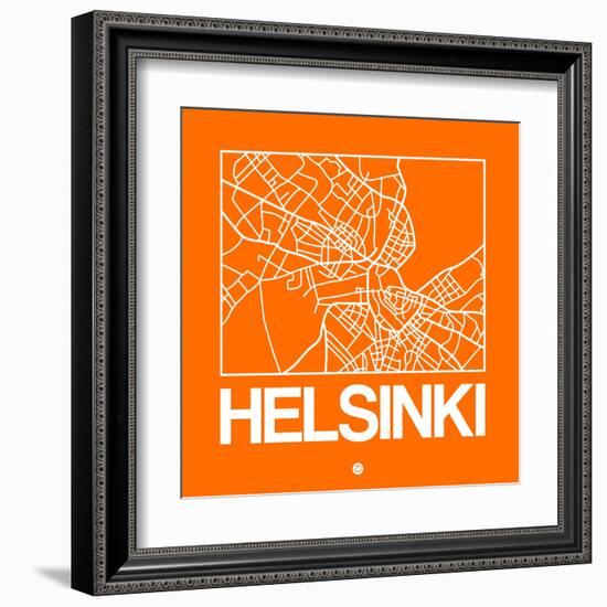 Orange Map of Helsinki-NaxArt-Framed Art Print