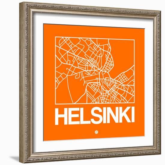 Orange Map of Helsinki-NaxArt-Framed Art Print