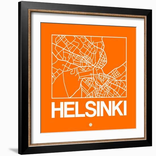 Orange Map of Helsinki-NaxArt-Framed Art Print