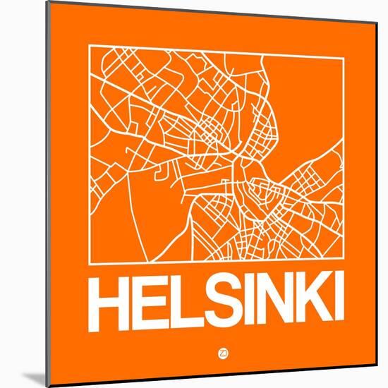 Orange Map of Helsinki-NaxArt-Mounted Art Print